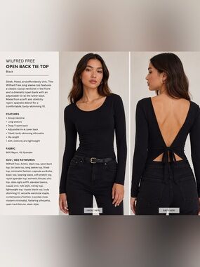 Aritzia Wilfred Ballet Tie Long Sleeve Tee Black